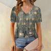 Женские летние топы с коротким рукавом и V-образным вырезом, свободные повседневные футболки