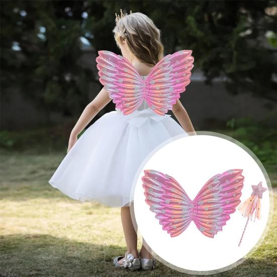 Butterfly Wing Props with Fairy Stick Realistic Patterns Colorful Fairy Wings Props Halloween Decoration