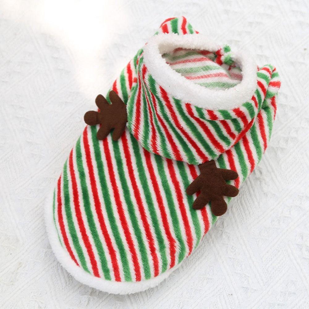 Cute Christmas Pet Hooded Sweater Elk Stripe Dog Christmas Warm Jumpsuit Pet Pullover Christmas