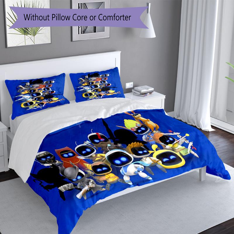 3pcs Astro Bot2 pattern bedding set duvet cover set includes duvet cover &pillowcases, perfect all season bedroom decoration & gift