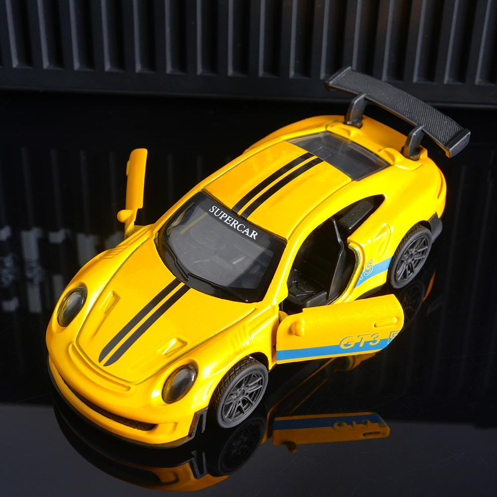 Модель GT3 RS из литого металла, Декор суперкара из сплава, Желтый коллекционный автомобиль, Премиальное настольное украшение для автолюбителей