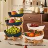 Elegant Three-Tier Bamboo Fruit and Snack Tray with European Design