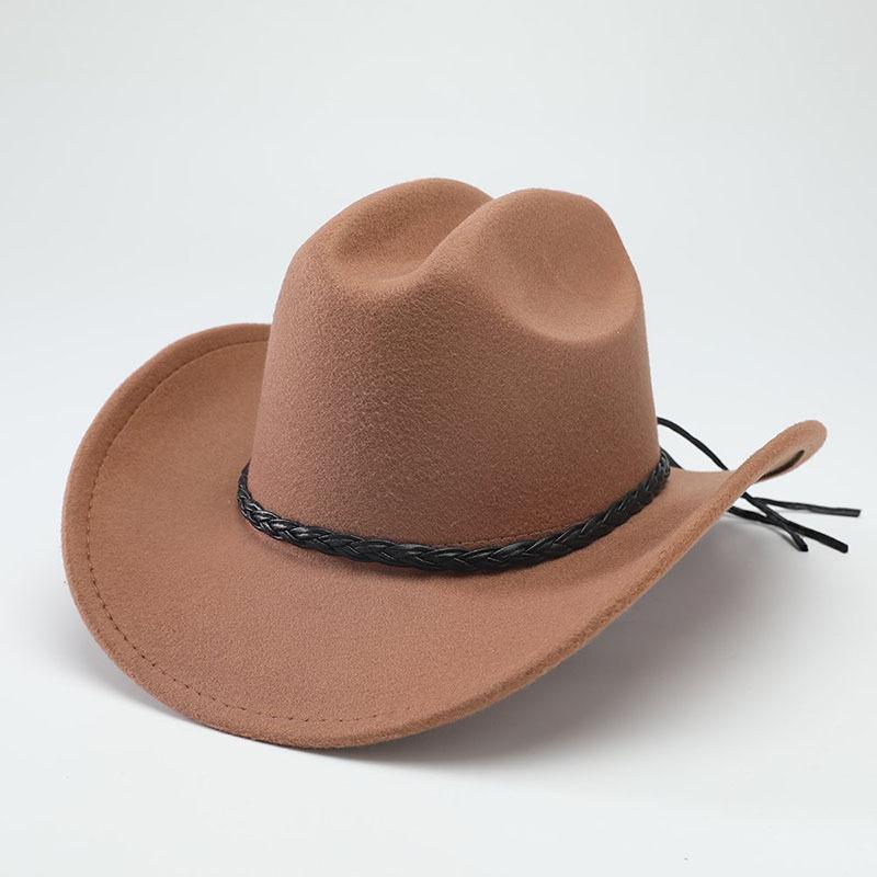 European and American men and women's crimped western cowboy hat autumn and winter new woolen hat jazz hat knight hat top hat