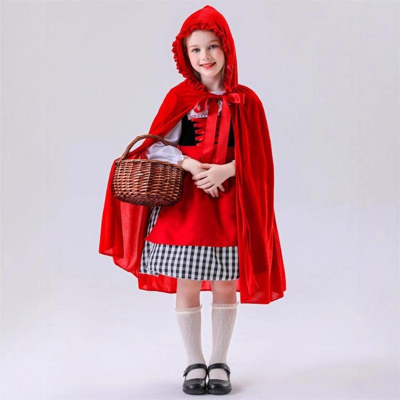 Костюм на Хэллоуин платье Красной Шапочки красный плащ плащ с капюшоном костюм для драматического представления родитель-ребенок