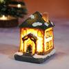 Christmas Glowing House Ornament Romantic Warm Lighting Resin Craft Small Desktop LED Snow Covered Decoration Figurine Statue Party Festival