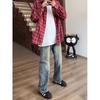 Осень и зима Новые американские джинсы High Street Washed Light Color для мужчин и женщин Прямые слегка расклешенные свободные широкие брюки