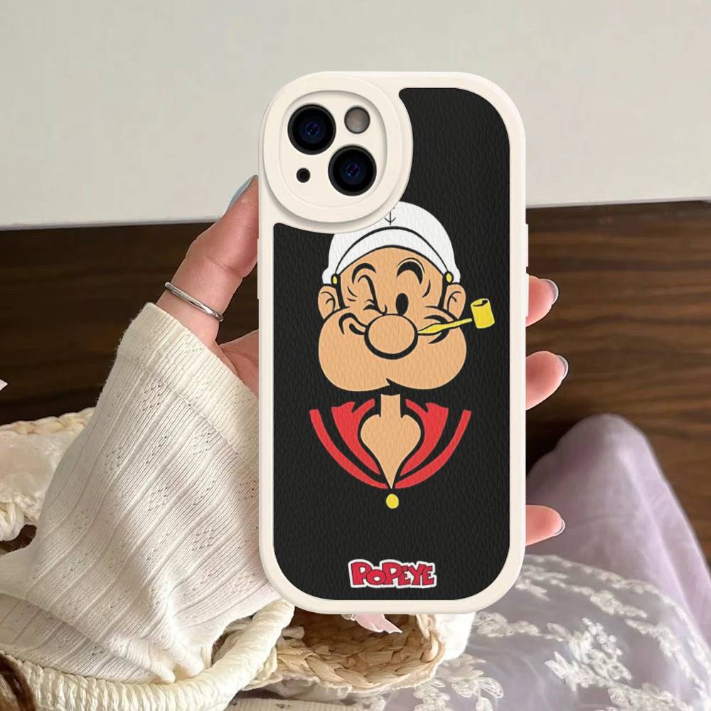 Мультяшная анимация P-PopeyeS Ретро Чехол для телефона Для IPhone 16 15 14 11 12 13 Pro Max Plus Задняя кожаная оболочка