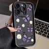 Funda de teléfono artística con mariposa morada para iPhone 16 15 14 13 12 11 SE Plus Pro Max, Silicone shockproof soft case