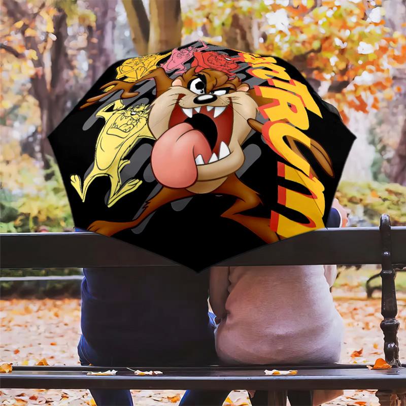 1 PC Automatic Folding Umbrella - Tazmanian Devil Pattern Portable Foldable Design With 8 Ribs Christmas Birthday Gifts