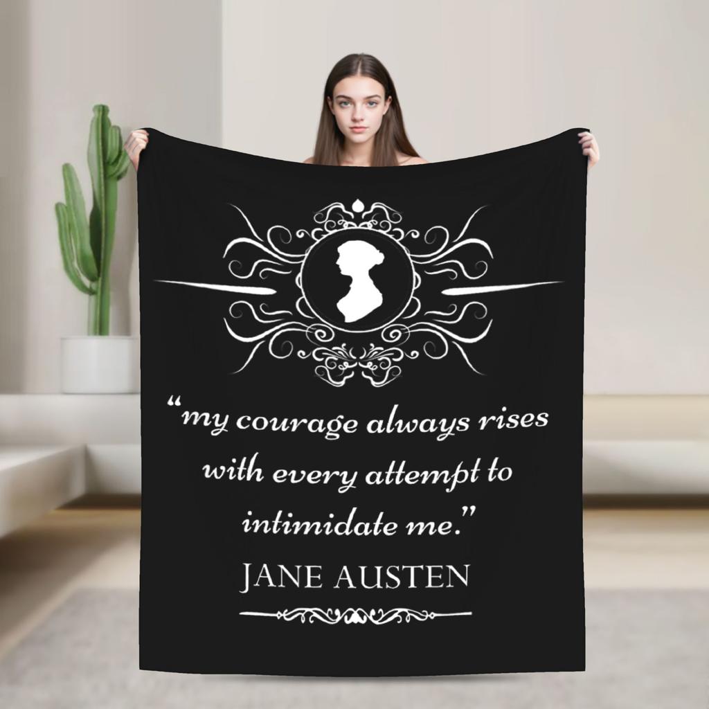Jane Austen Pride and Prejudice Flannel Blanket Obstinate Headstrong Girls Vintage Throw Blankets for Home 200x150cm Lightweight