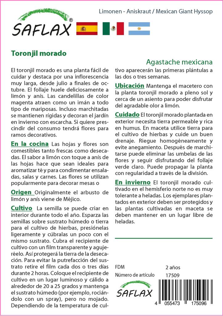 SAFLAX Garden in the Bag - Иссоп мексиканский гигантский - 50 семян - С субстратом в подходящем стоячем пакете - Agastache mexicana