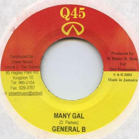 7-дюймовая пластинка GENERAL B / HAWKEYE - Many Gal / Show Mi Yu Company Q45 2005 Ямайка Регги, Ска и Даб