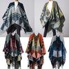 Women Knitted Shawl Poncho Faux Cashmere Geometric Pattern Tassel Oversized Long Bohemia Cape