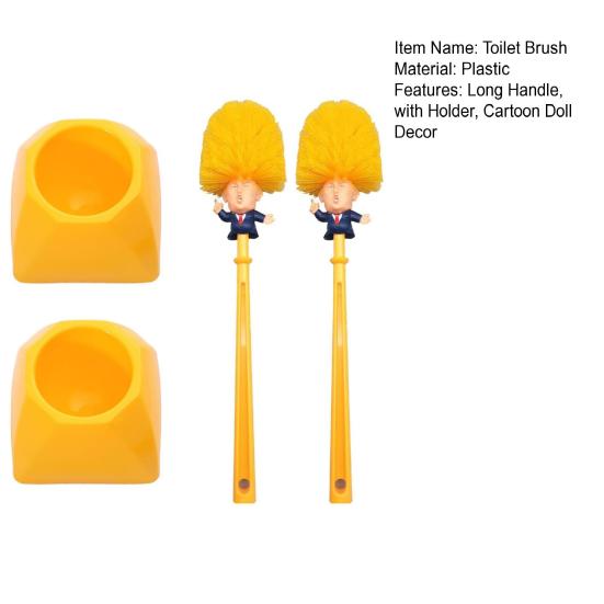 1/2 шт. Туалетная щетка с длинной ручкой, Декор в виде мультяшной куклы, Щетка для чистки ванной комнаты с подставкой, Юмористический декор для ванной комнаты