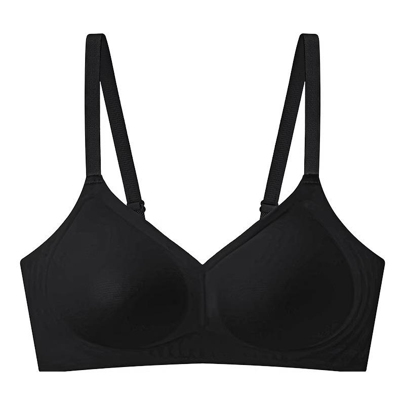 Traceless steel rim ice silk underwear women's thin summer big breasts show small gathering comfortable cool breathable beautiful back bra