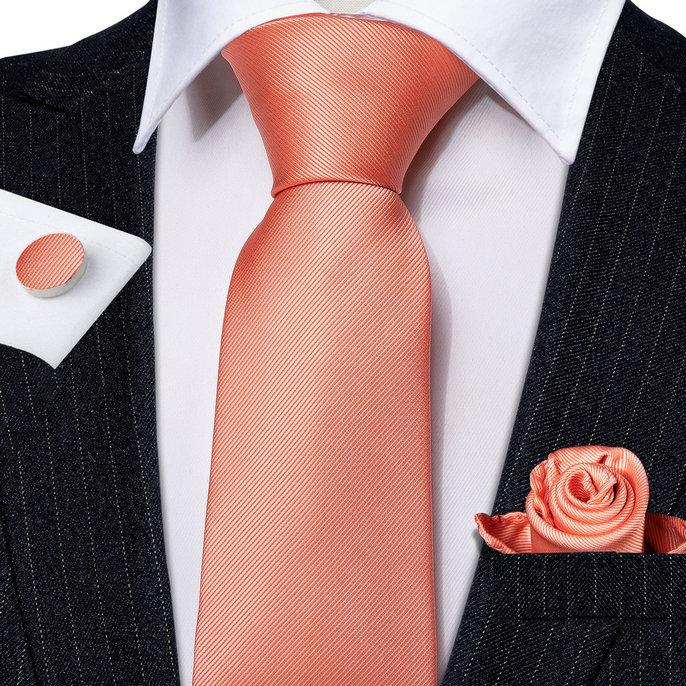 Barry.Wang Галстук Носовой платок Набор запонок для мужчин Галстуки Желтый Синий Формальный Повседневный