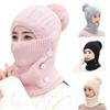 Keep Face Warmer Winter Ski Hat Wool Knitted Face Warmer Pompoms Cap Durable Knit Scarf Cap