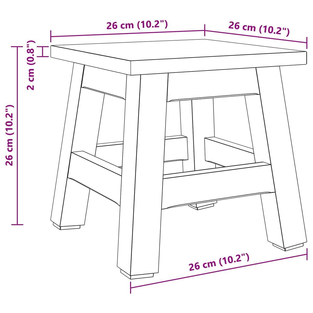 Natural Stool 26 x 26 x 26 cm Mahogany Wood