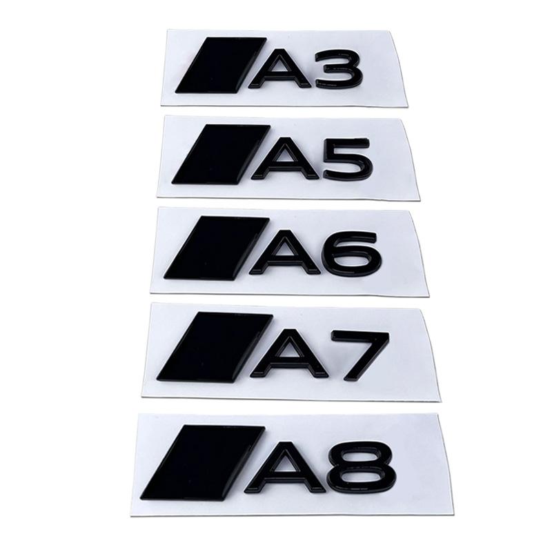 Новый металлический значок на багажник автомобиля для Audi A3 A5 A6 A7 A8 Буквенные наклейки Задний значок Наклейка на боковую часть кузова Декоративные аксессуары для тюнинга