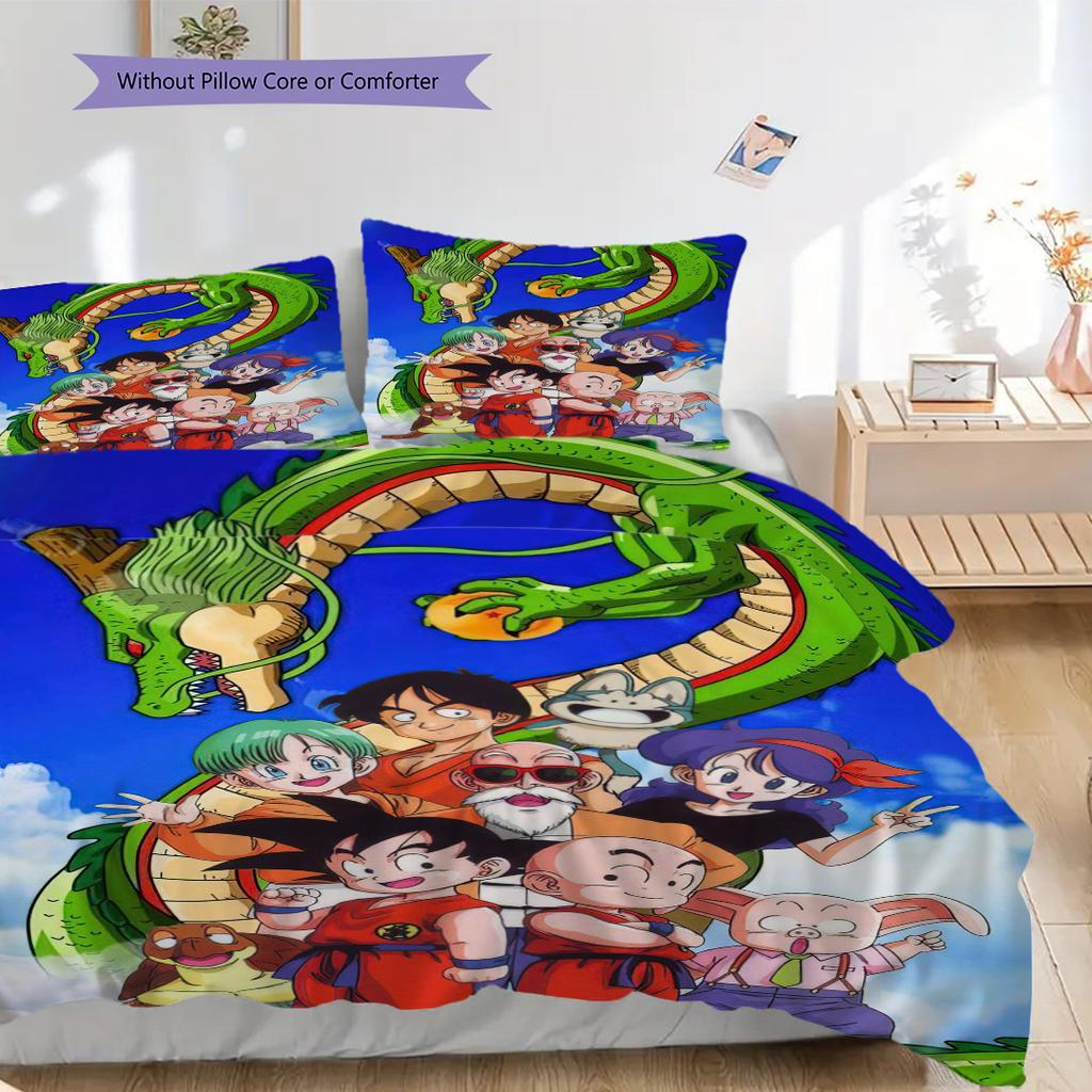1PC Dragon Ball pattern Bedding Quilt Set Quilt Cover Pillowcase Home Decoration Birthday Gift (1 * duvet cover + 2 * pillowcase, without core)