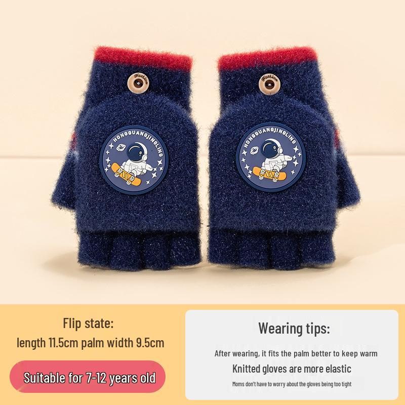 Cozy Cartoon Crocodile Flip-Top Kids' Gloves