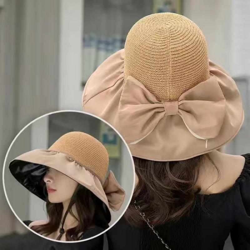 Дышащая шляпа от солнца женская весенне-летняя уличная популярная солнцезащитная универсальная шляпа-шляпа-ведро с бантом рыбацкая шляпа