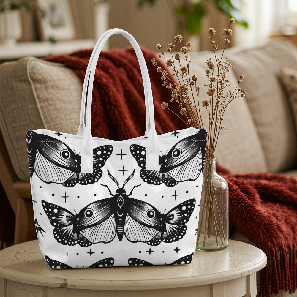 Gothic Moth Print Women Tote Bag Casual Daily Shoulder Handbag for Shopping Outdoor