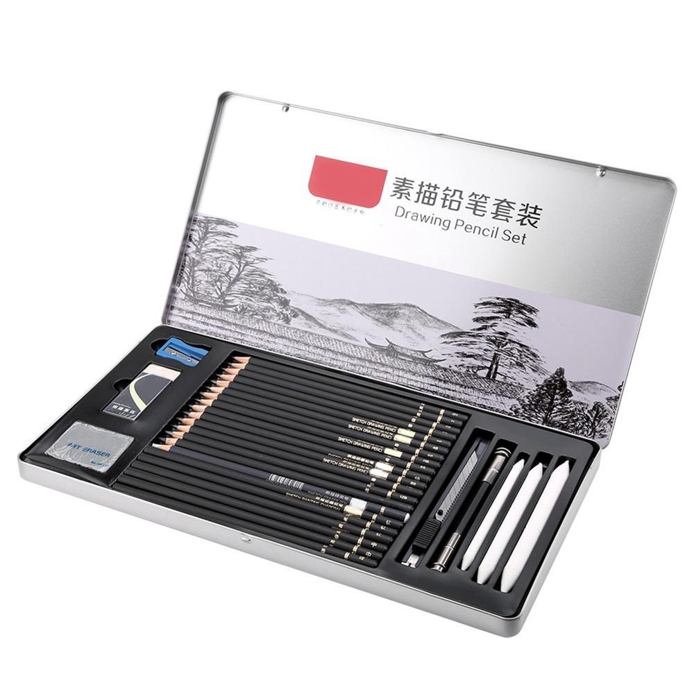 29PCS soft moderate hard charcoal cores art drawing pencil set shadow layering creation