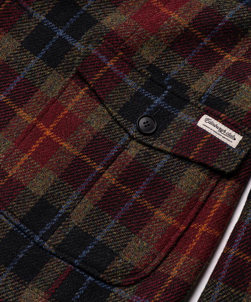 Edinburgh Club Harris Tweed Checked 3 Button Jacket [Wine]