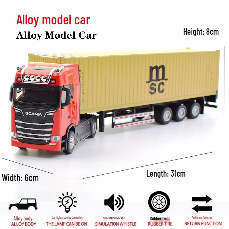 Модель контейнеровоза Scania из сплава - Двухъярусный полуприцеп-игрушка