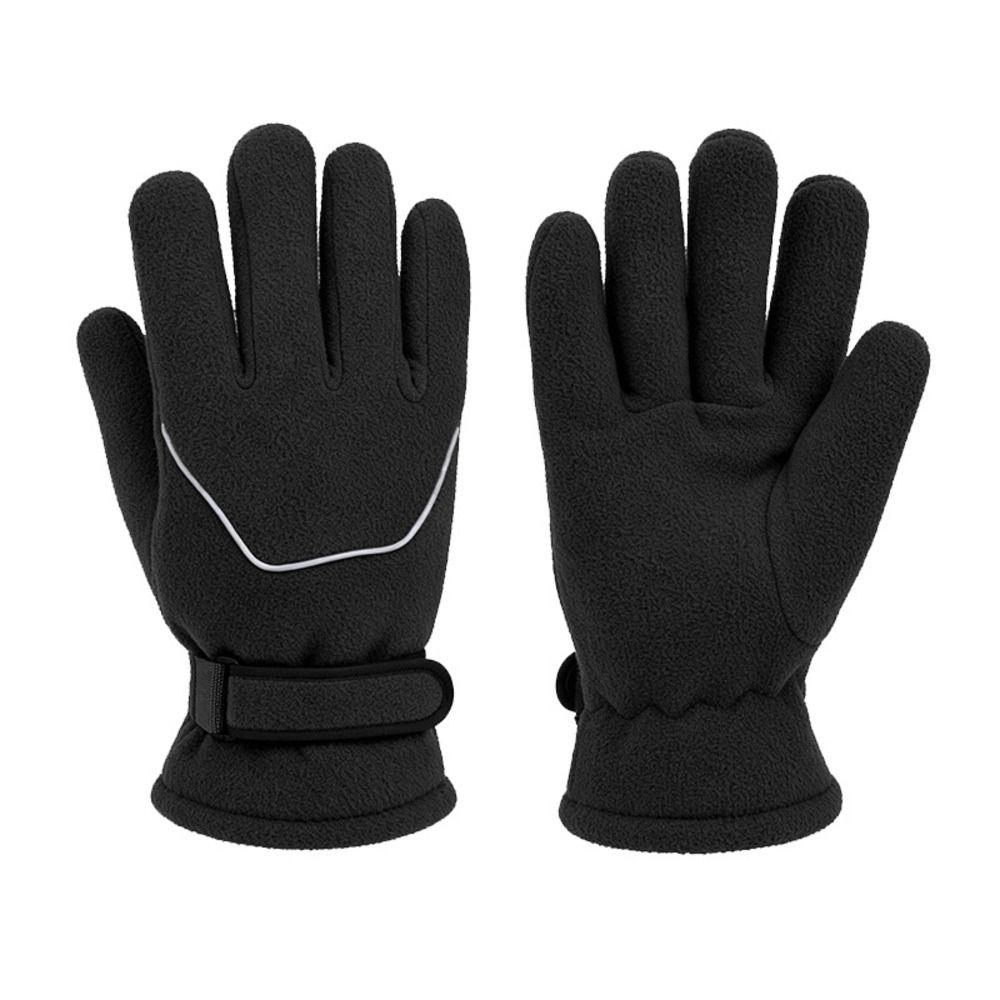 Magic Tape Closure Double Layer Warm Gloves Cold Proof Reflective Fleece Gloves Cycling