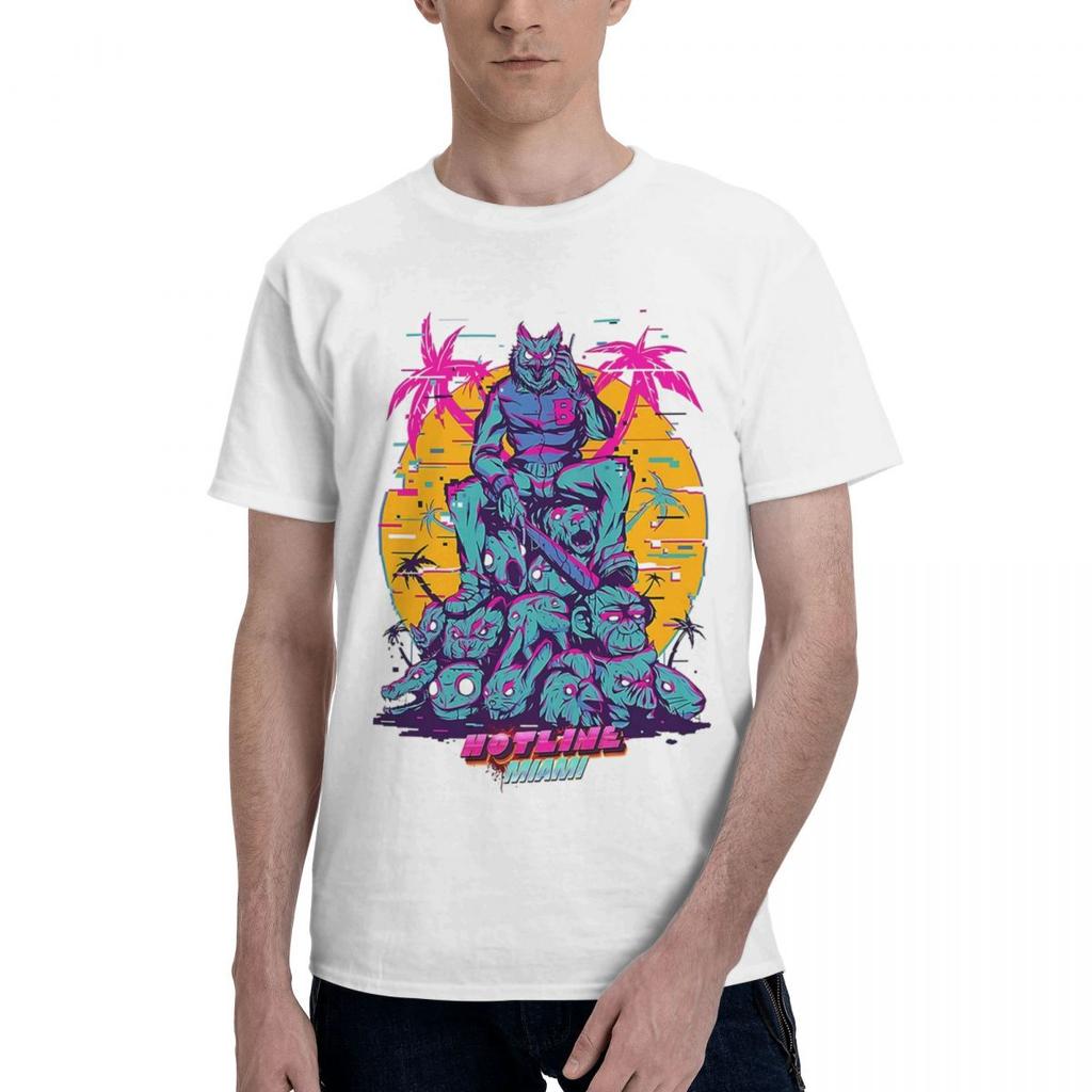 Hotline Miami 2022 100% Хлопок Повседневная Дышащая Удобная Милая Футболка с Коротким Рукавом Футболки Мужские