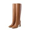 Fashion New Square Toe Square Heel Simple Black Beige Brown Knee High Boots European American Fashion Commute Women's Boots Size 35-43
