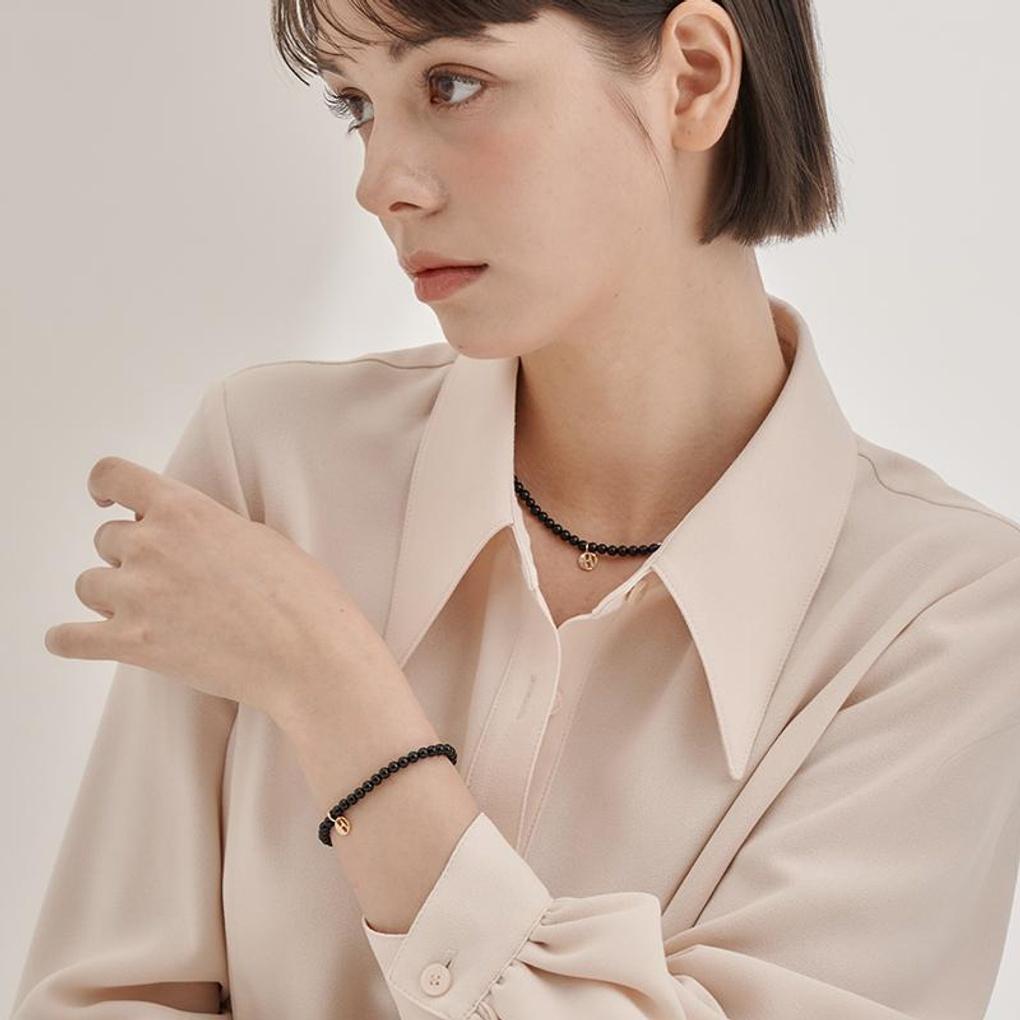 [ELLE Jewelry] Браслет с камнем черный оникс ELBRBB099