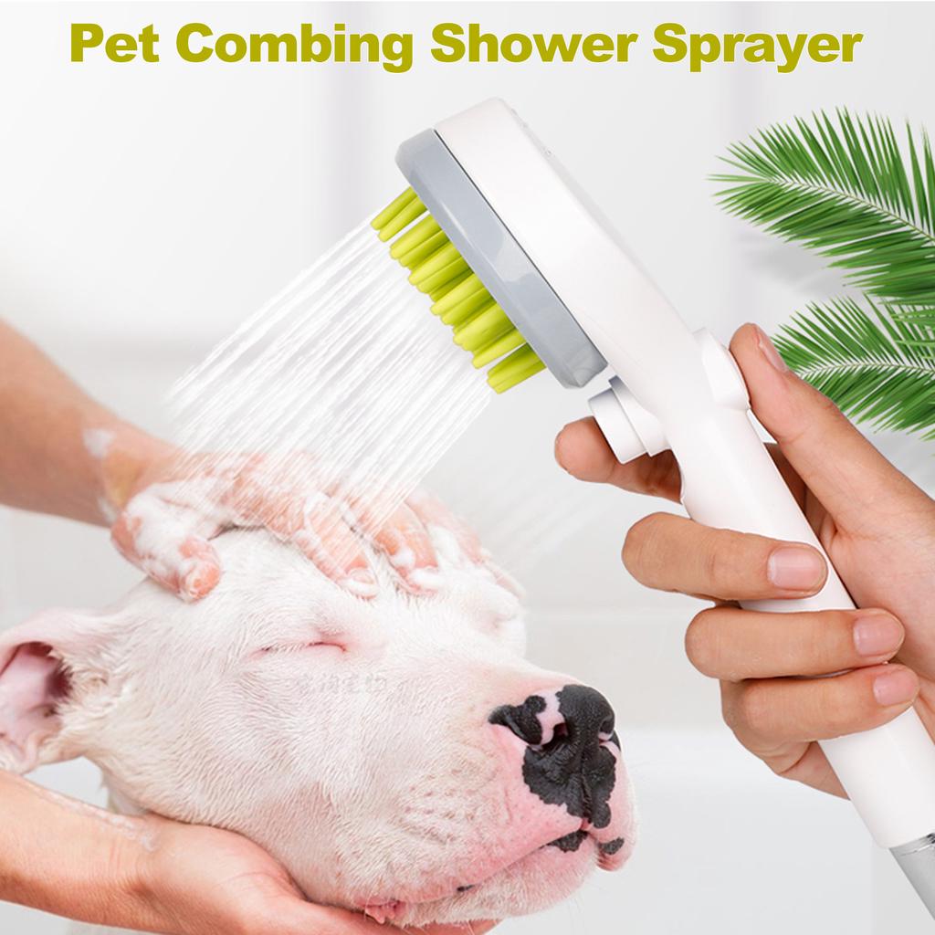 Расческа для душа, распылитель для расчесывания домашних животных, щетка для разбрызгивания воды для собак и кошек, скруббер для ванны для щенков, ручная насадка для душа для ухода за шерстью со шлангом 2 м