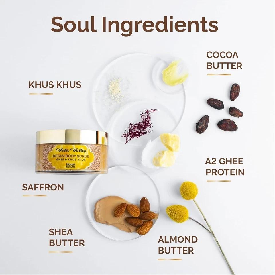 Vedic Valley Detan Ghee Khus Khus Body Scrub For Glowing Skin 250g
