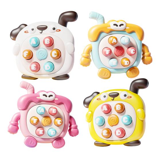 2-In-1 Mole Beating Whistle Toy Cartoon Dog Milk Tea Cup Push Button Handheld Game Machine Portable Travel Toddlers Educational Press Button Toy
