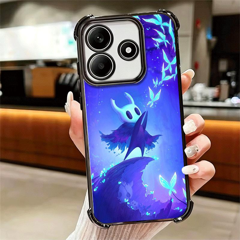 H-Hollow K-Knight Game Plating Phone Case For Xiaomi Redmi Note 14 15 Pro Plus 13 12 11 11S 11T 10 9S 9 5G Anti-Fall Airabag Cov