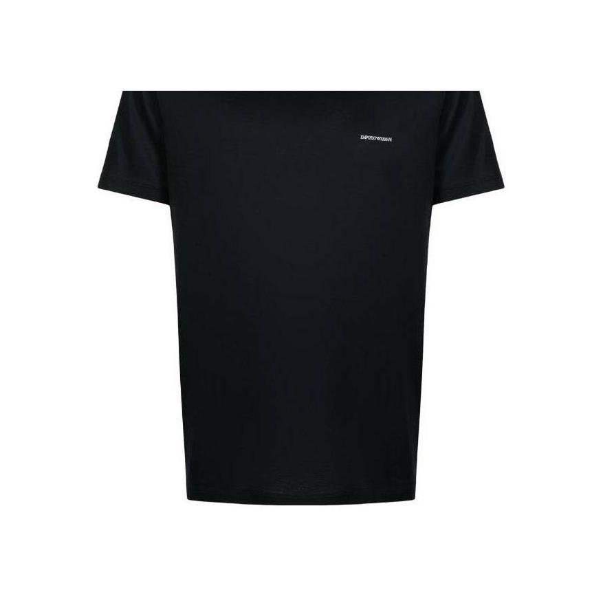 Emporio Armani Приталенная однотонная футболка с принтом из букв, с круглым вырезом, с коротким рукавом, мужские топы, темно-синий, 8N1TD81JUVZ0920