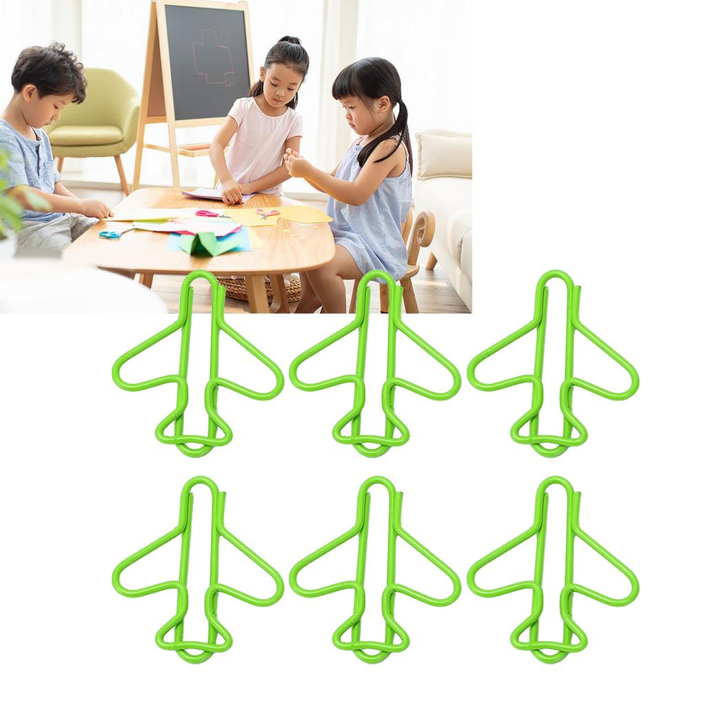 100Pcs Cute Paper Clips Plane Shape Design Covered Wire Bright Color Paperclips for Scrapbook Card Papercraft