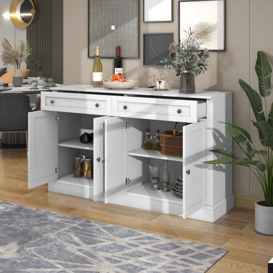 Large Sideboard with 4 Doors And 2 Drawers, Modern Buffet Cabinet for Dining Room and Living Room, 150 X 40 X 86cm