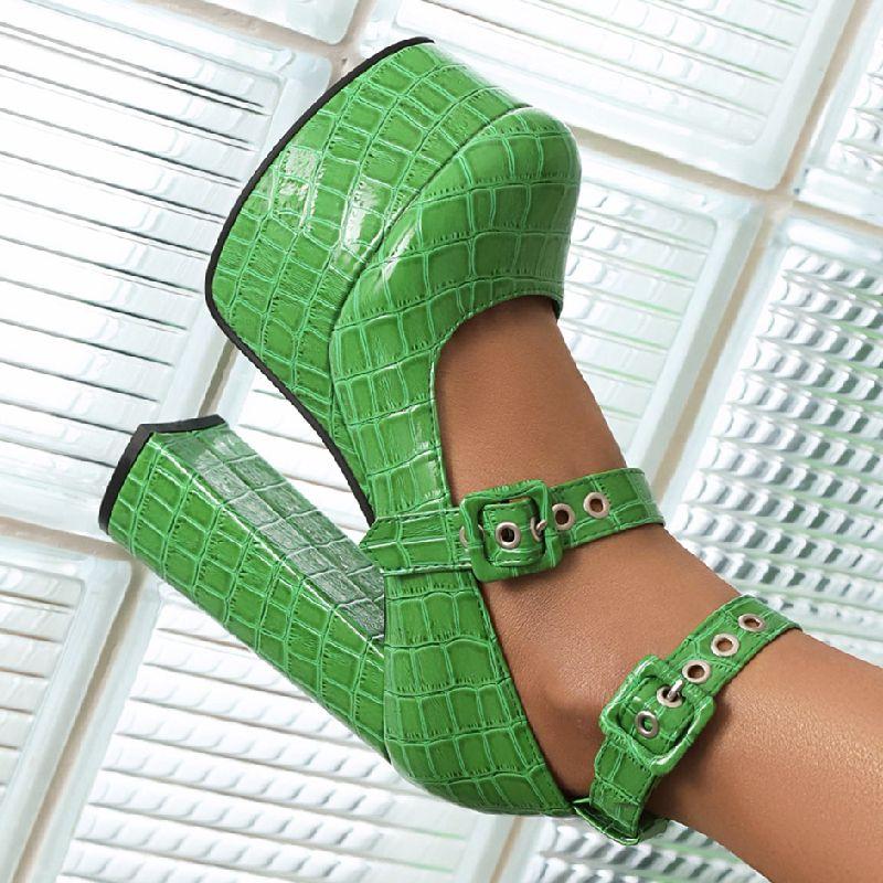 Модные сексуальные туфли-лодочки в стиле панк на высоком каблуке женские туфли Мэри Джейн большого размера 45 черные красные зеленые розовые женские туфли на каблуке для стриптиза на вечеринку и свадьбу