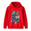 Kids Boys Girls Pullover Hoodie, Psychedelic Galaxy Tiger Print Casual Warm Long Sleeve Hooded Sweatshirt with Space Planets Pattern for Children Dail