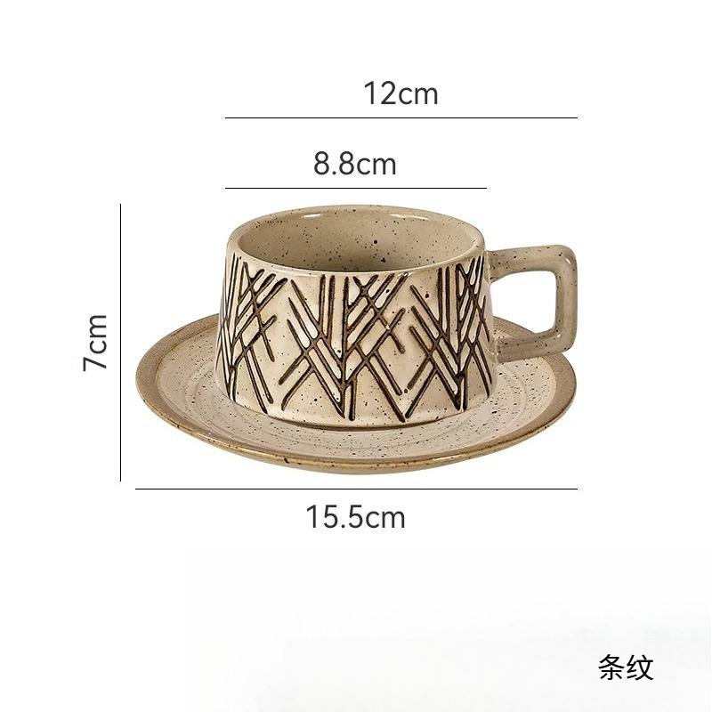 250ml Coarse Pottery Coffee Cup Chinese Latte Cup Plate Set Household Dandelion Shaped Tea Cups Large Capacity Mug Drinkware