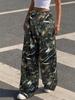 Подростковая мода 2025 Камуфляжный принт Эластичная талия Широкие брюки