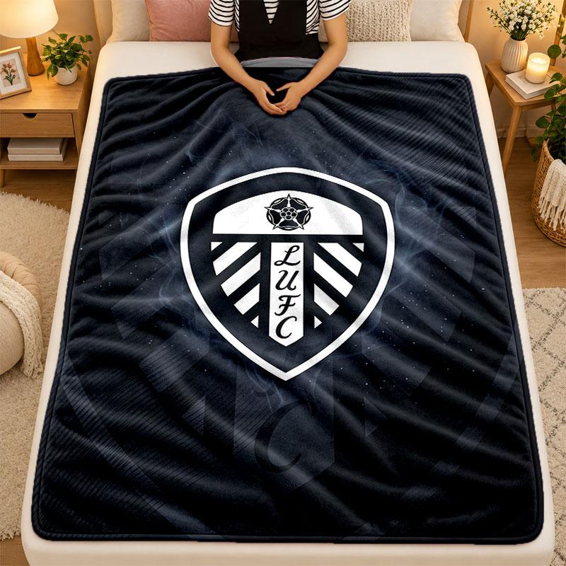 Flannel BlanketLeeds United Warm Soft Throw Blanket for Indoor Sofa Bed Living Room Use