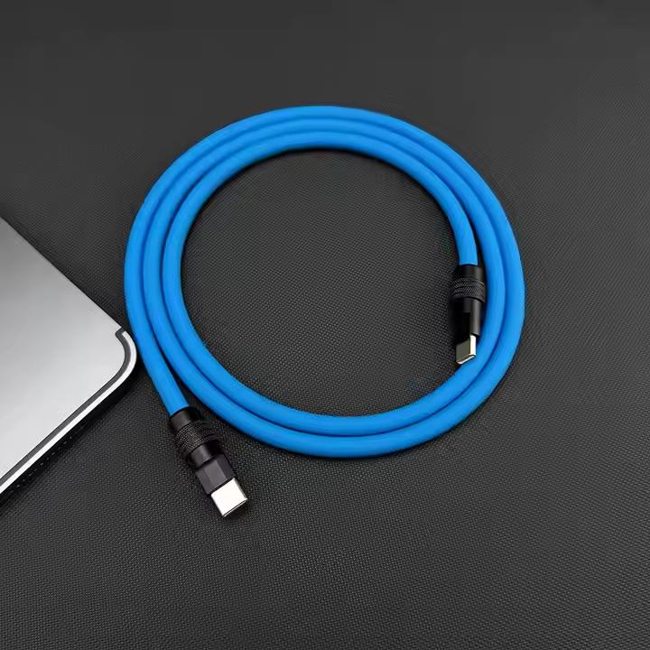100W Super Fast Charging Cable Zinc Alloy Liquid Silicone Type-C to Type-C Fast Charging Cable for iphone macbook Android