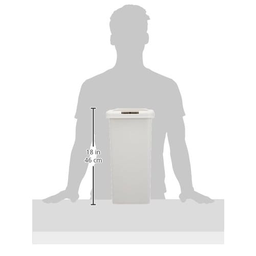 Sanko Plastic Slim Push Trash Can, 26.5L, Light Gray, Made In Japan