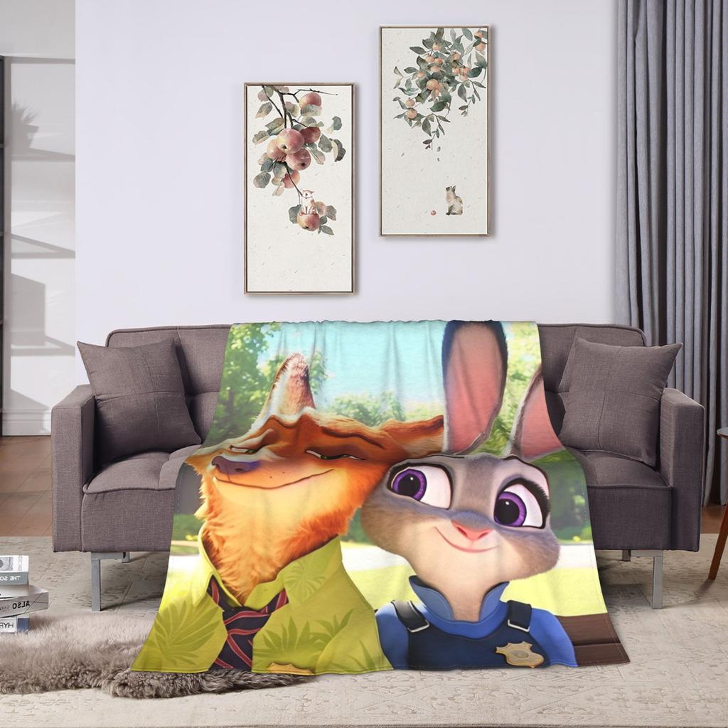Anime Zootopia Cartoon Flannel Blanket Super Soft Throw Blanket for Bedroom Airplane Travel Fashion Bedspread Sofa Bed Cover