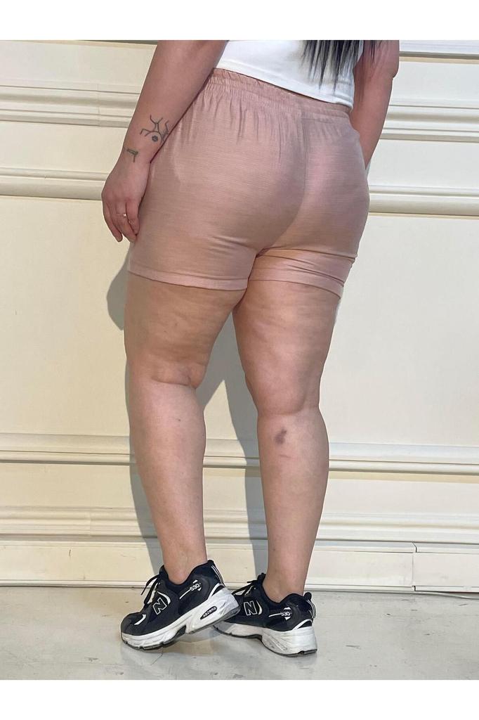 Women's Fashion Big Size Shorts & Bermudas Plus Size Green Shorts with Elastic Waist and Side Pockets